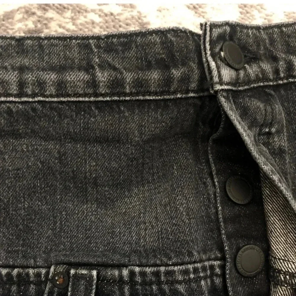 New Hudson Sloan Denim Skirt Fold Down belt raw edge high waist mini pencil jean